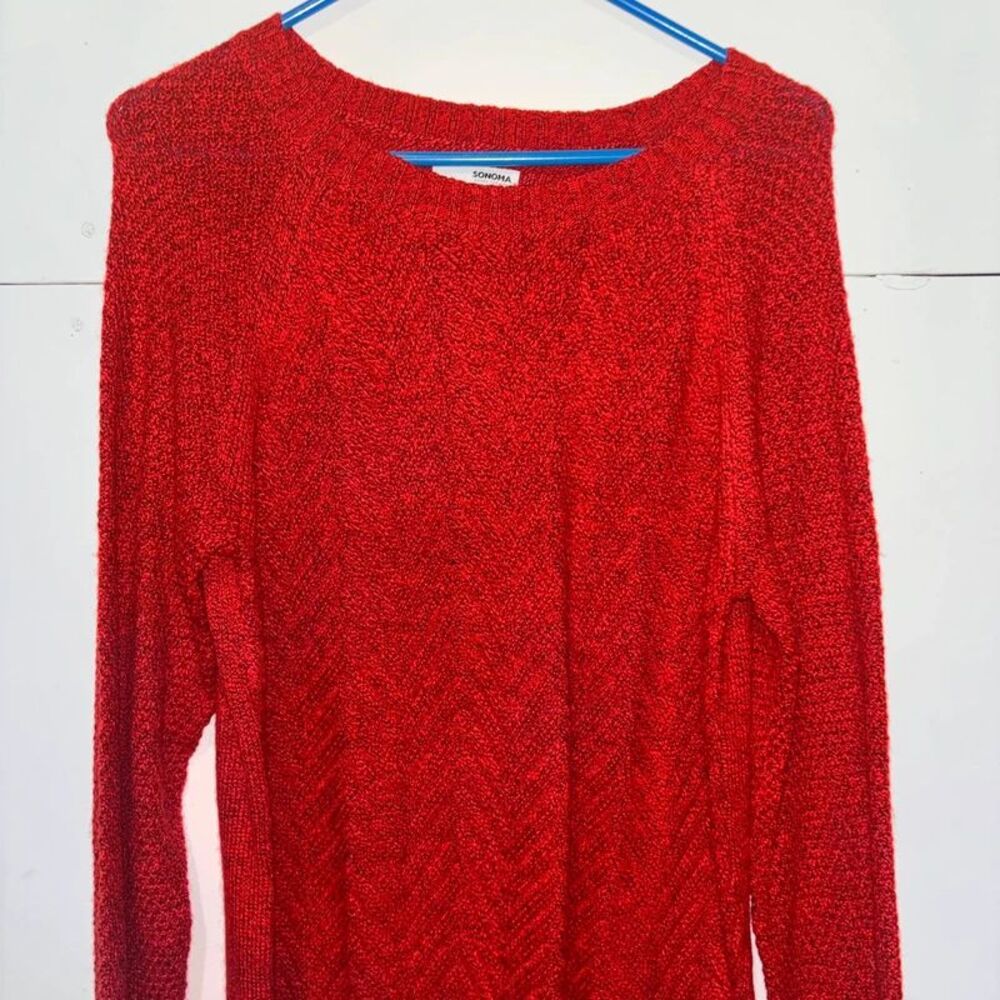 Red Sonoma textured chevron knit sweater size M